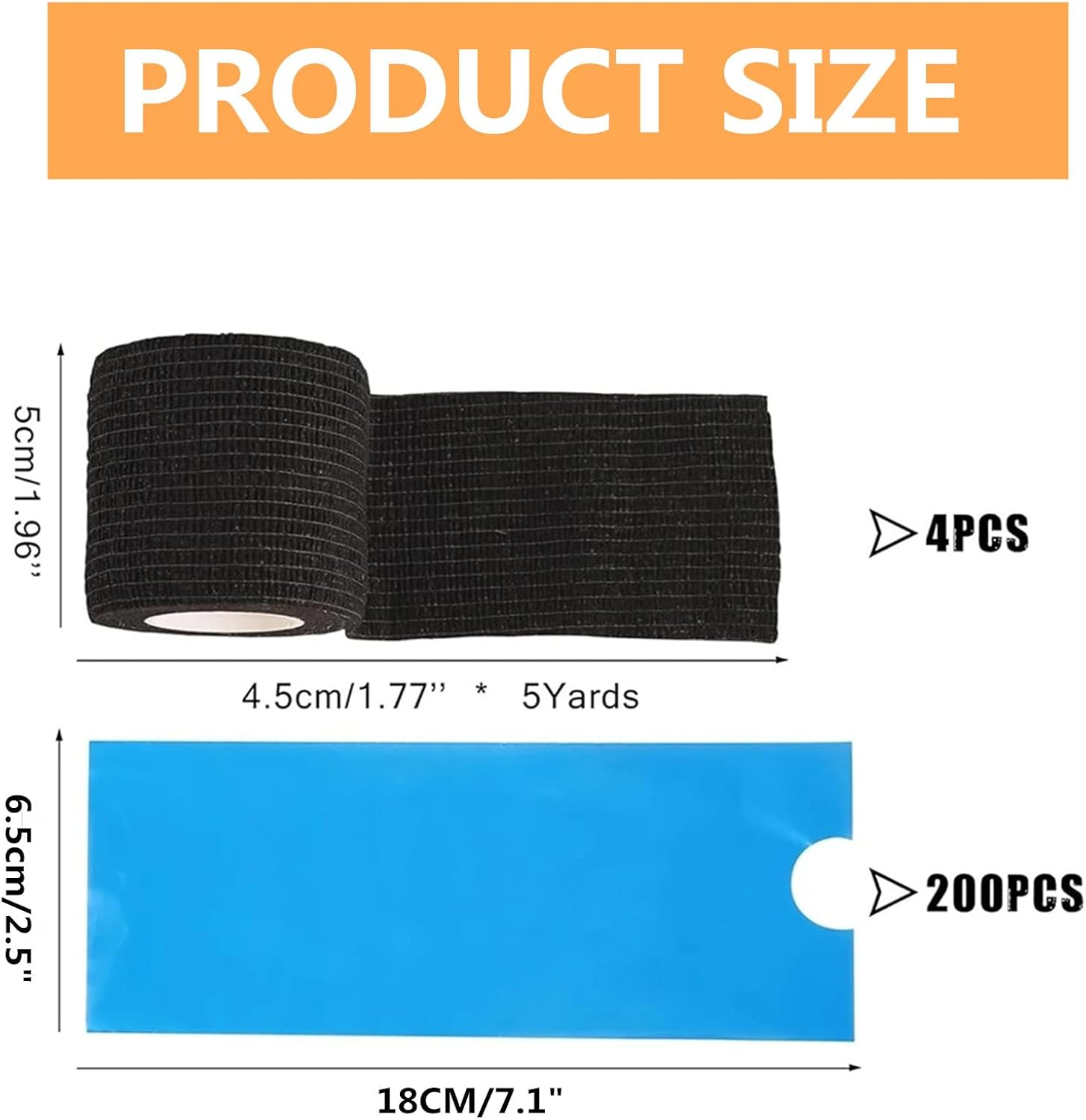 Large Machine Pen Covers with Grip Tape - Yuelong 200Pcs Blue Tattoo Pen Bags and 4Pcs Grip Wrap Kit Combination Machine Sleeves Bags Self-Adhesive Grip Covers Tattoo Supplies for Artist - Clear image number 5