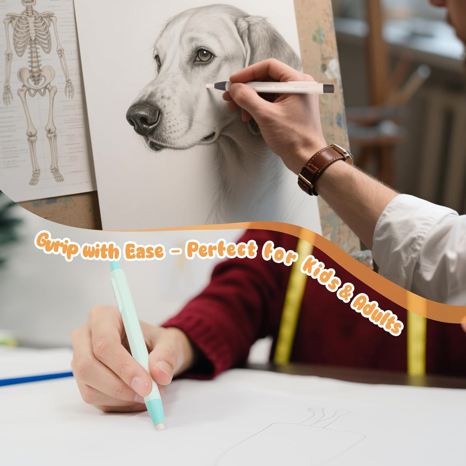 Viiotu Retractable Pen Style Eraser 4 Pack, Refillable Eraser Pen,Push Design Pencil Eraser for Kids,Great School Present for Children and Offices image number 2