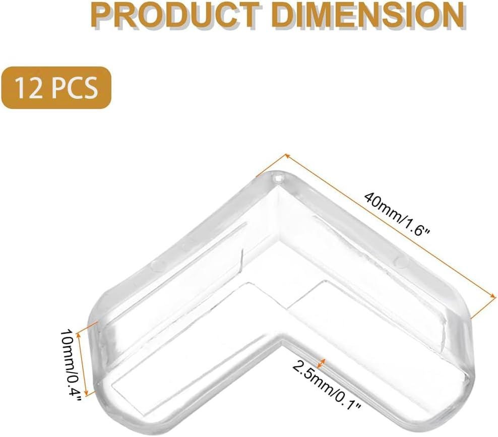 Corner Protectors, Clear and Transparent Corner Bumper Edge Cushion for Furniture, Table, Cabinet Sharp Corner Edge (12 Pack) image number 2