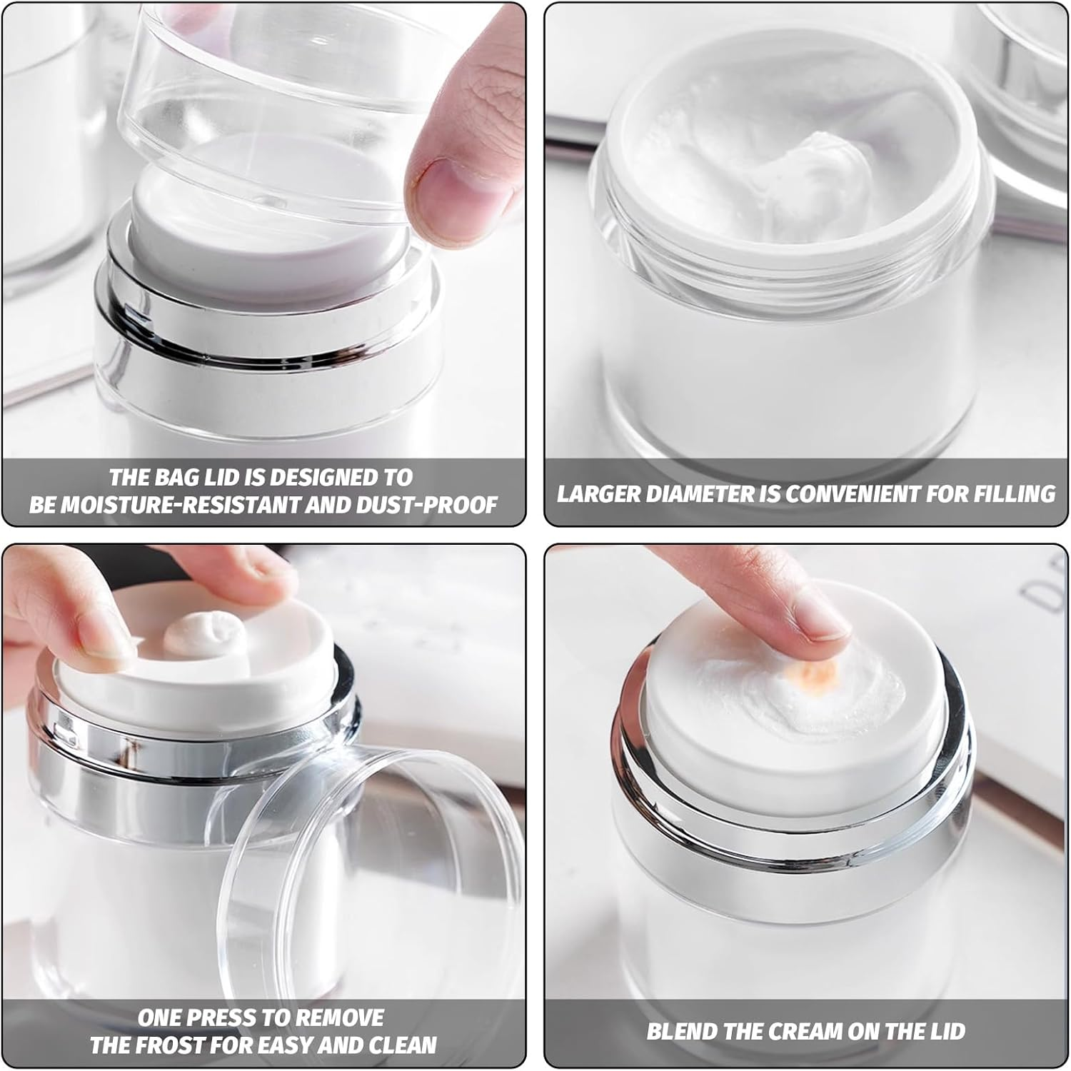 6PCS Airless Pump Jars Set Travel Essentials (15Ml+30Ml+50Ml) X2 &ndash; Vacuum Cream Containers for Skincare, Leakproof & Lightproof Travel Cosmetic Bottles image number 5