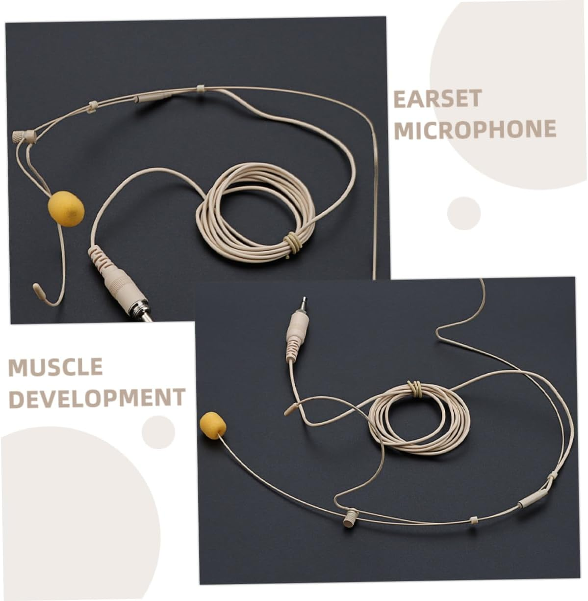 Yardwe Wired Over-Ear Headphones with Omnidirectional Microphone Beige Wired Earbuds with Microphone Lock and Hanging Mic for Office Online Meetings Gaming and Speaking image number 6