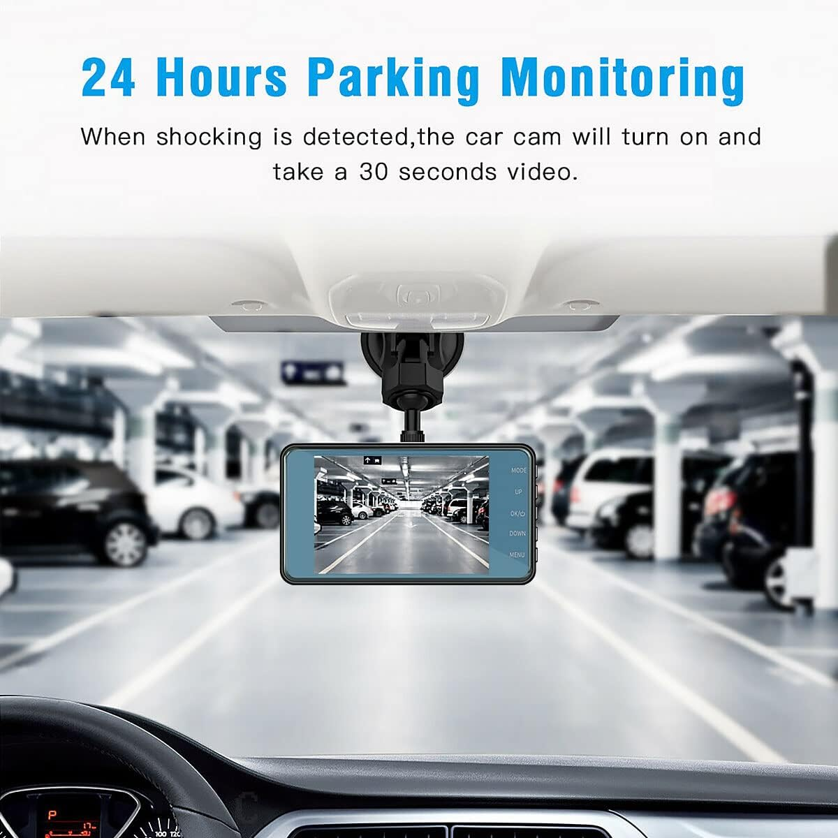 Dual Dash Cam 1080P FHD Front and Rear Dash Cam, 170&deg; Wide Angle Car Driving Recorder, 4" IPS Screen, with Gravity Sensor Automatic Recording Loop Recording 24Hrs Parking Monitoring image number 5
