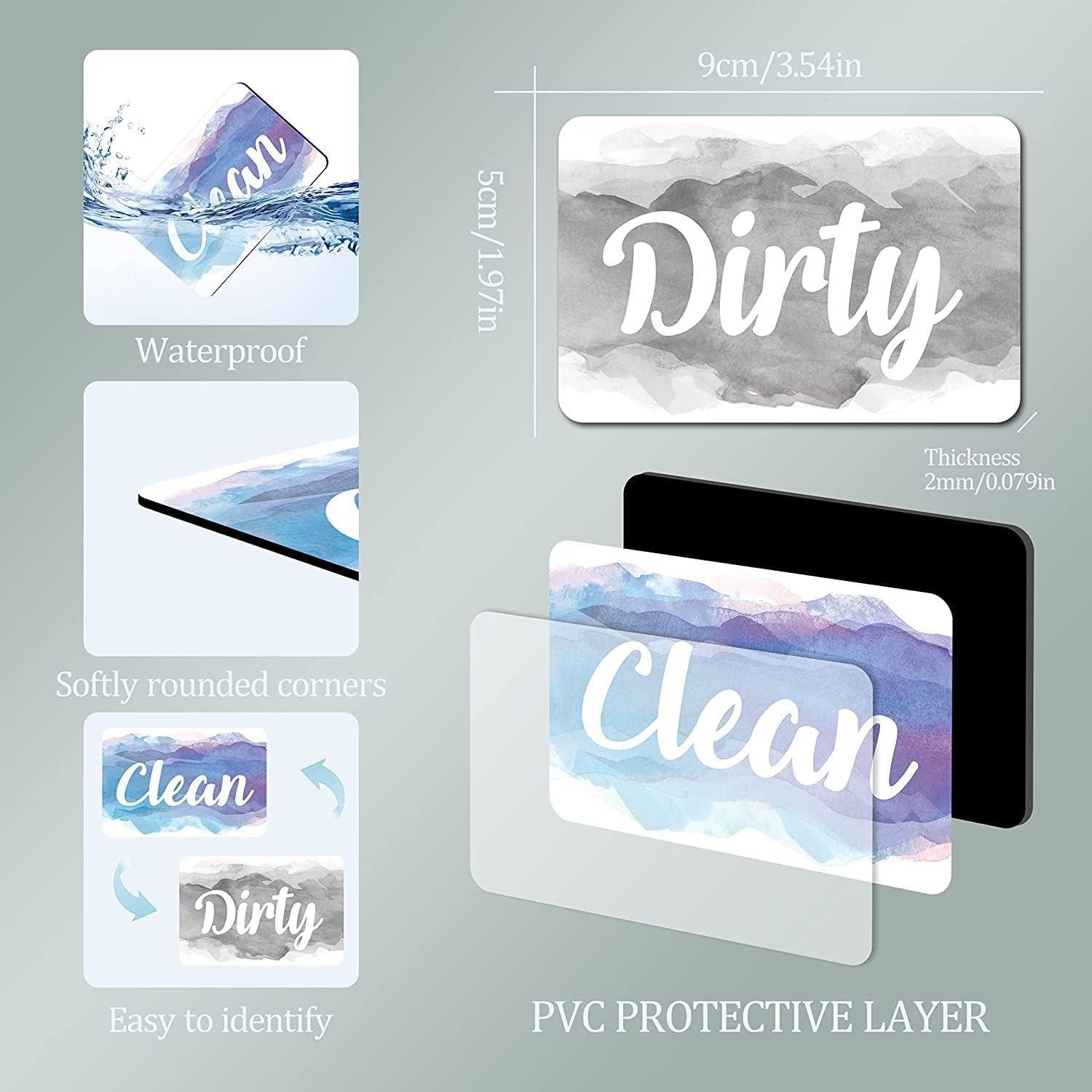 KYONANO Clean Dirty Dishwasher Magnet, Use in Any Kitchen or Laundry Room, Attractive Design, Included Double, Sided Adhesive for Non, Magnetic Dishwashers, Laundries, or Washing Machines image number 1