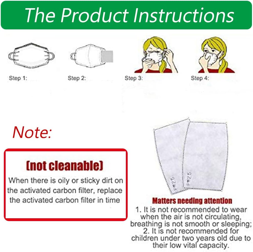 50Pcs 5 Layers PM2.5 Activated Carbon Filter Replaceable anti Haze Filters, Protective Mouth Filter for Outdoor