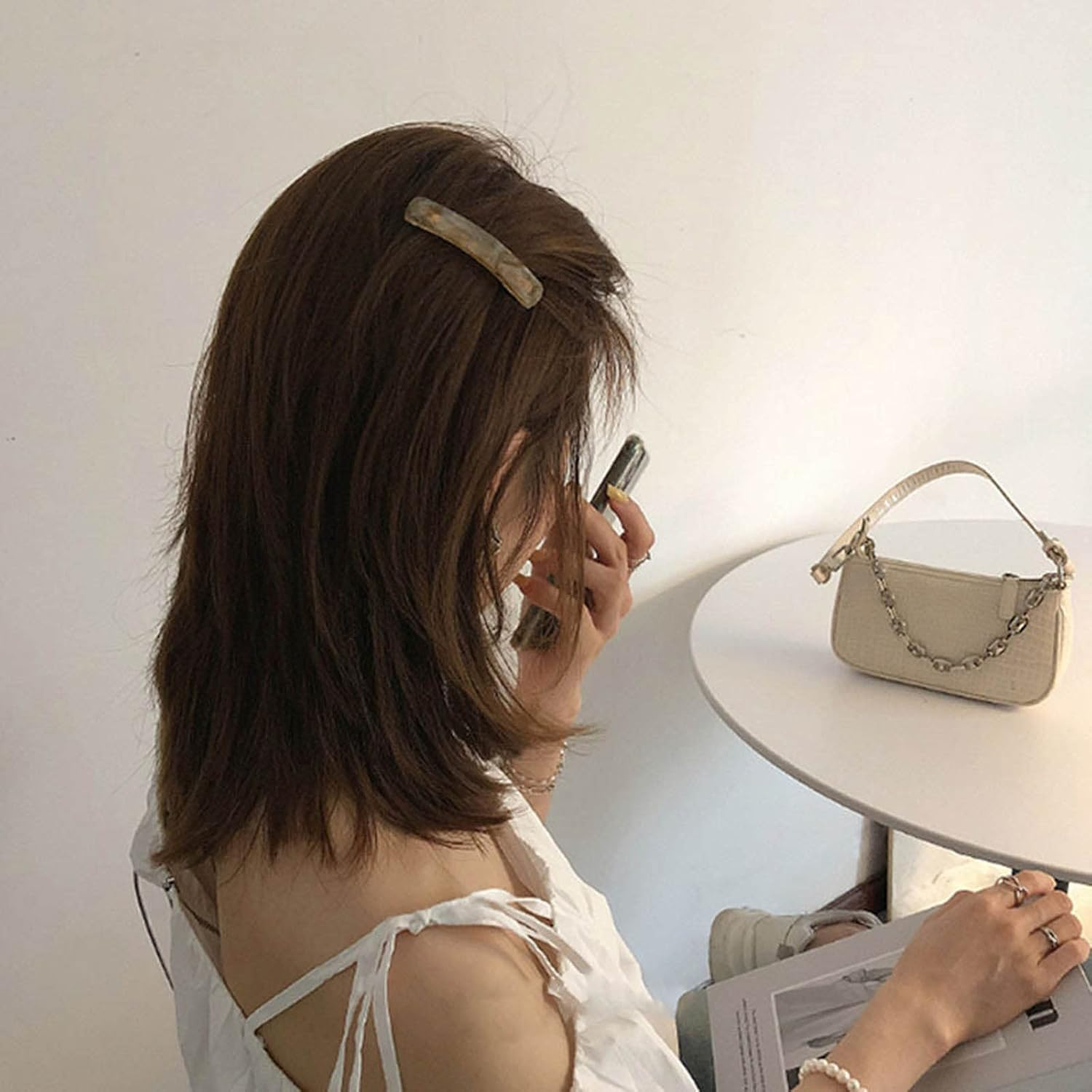 Wendalern Acrylic Resin Hair Clip, Geometric Acrylic Hair Pins, Golden Alligator Hair Clips, Small Square Hair Clips, Hair Clips for Women and Girls image number 4