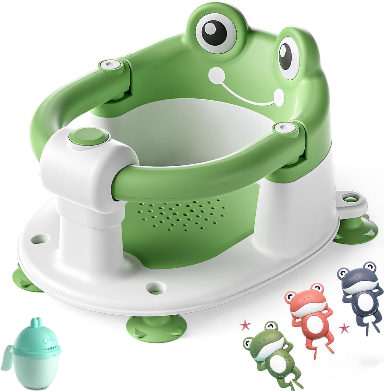 Baby Bath Seat for Babies 6 Months & Up, Non-Slip Toddler Bath Seats for Babies Sitting Up, Safe Infant & Newborn Bathtub Chair with 4 Suction Cups & Soft Cushion for Shower (Green)