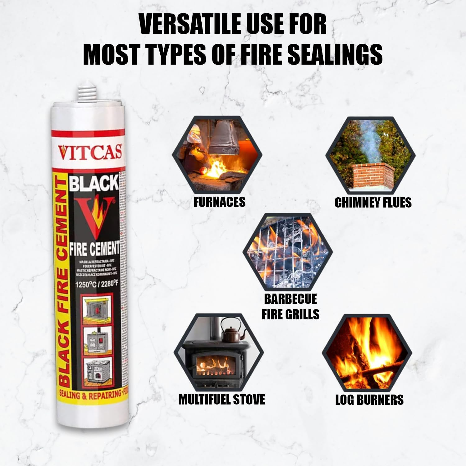 Black Fire Cement 1250 C - 310Ml for Fireplace, Stove, Boilers Etc image number 1