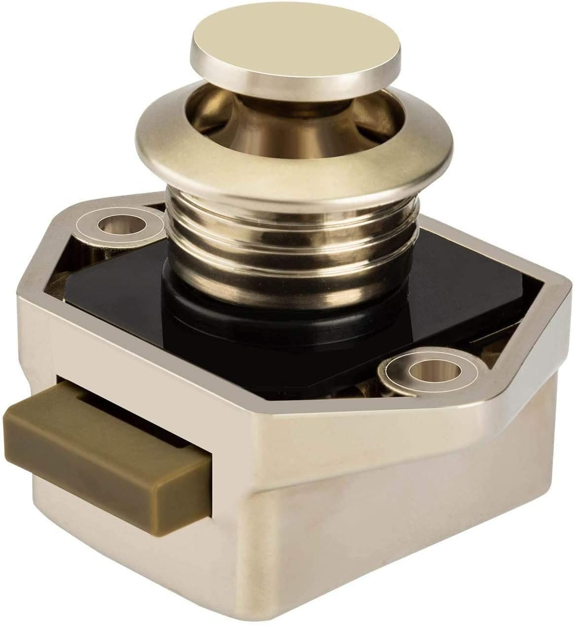 OCGIG 10Pcs RV Cabinet Mini Push Button Latch Locks Catch Door Knobs Gold for RV Caravan Cupboard Handle Nickel Plated - Gold image number 4