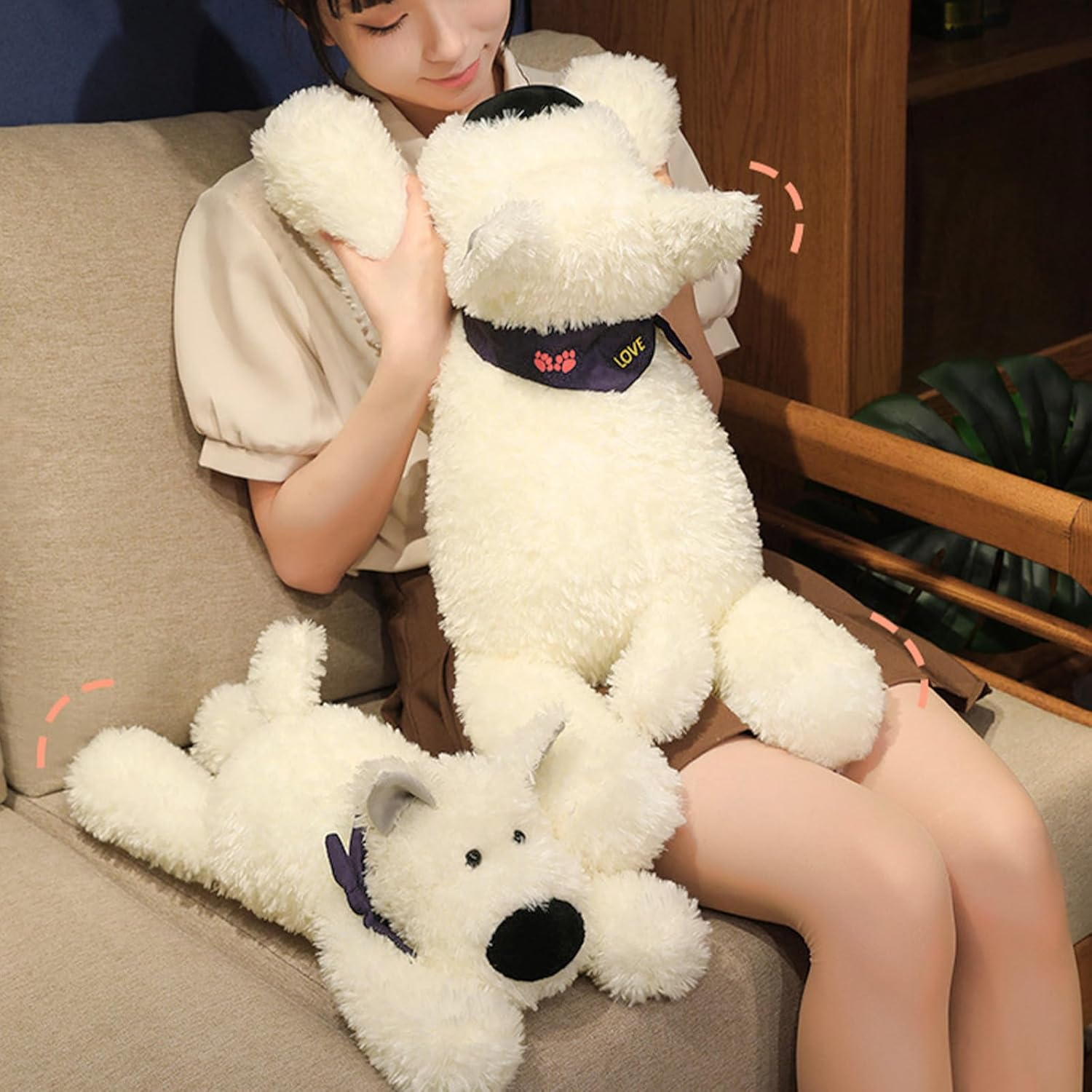 Peach CAT West Highland White Terrier Dog Plush Pillow Cute Weighted Puppy Stuffed Animals Soft Plushies Toy Gifts for Kids 19.7" image number 1