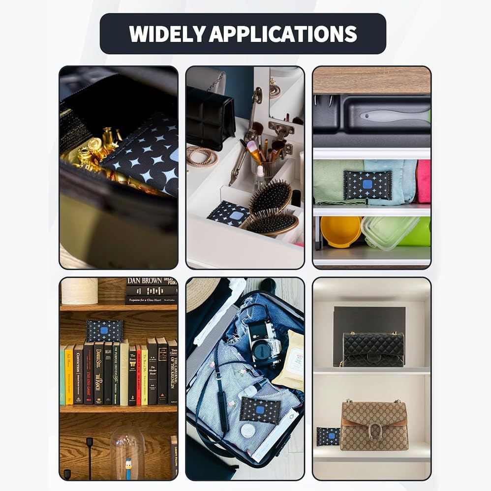 4 Pack 200G Silica Gel Moisture Absorbers, Desiccant Packs for Storage,Dehumidifier Bags for Storage Bins, Closets,Cars - Effective Moisture Control Solution, Reusable Silica Gel Will Change Color