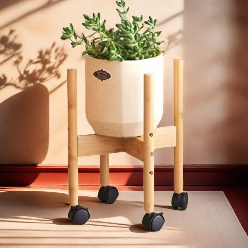 Plant Stand with Non-Slip and Fixable Universal Wheels, Easy Move and Smooth, Three Heights Adjustable, 33*25Cm image number 4