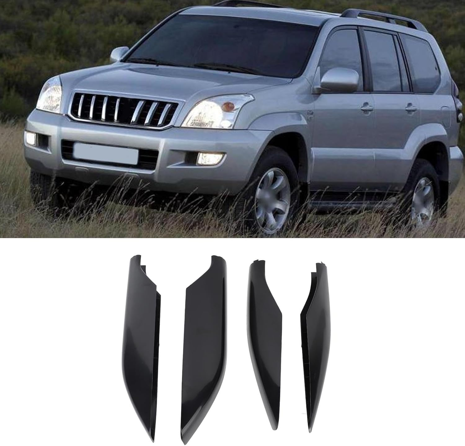 4PCS Roof Rack Rail Cover, Roof Rack Rail End Cover Shell Replacement for Land Cruiser Prado FJ120 2002 to 2009, Roof Cargo Rail Rack End Cap Cover Shell Trim (Glossy image number 5