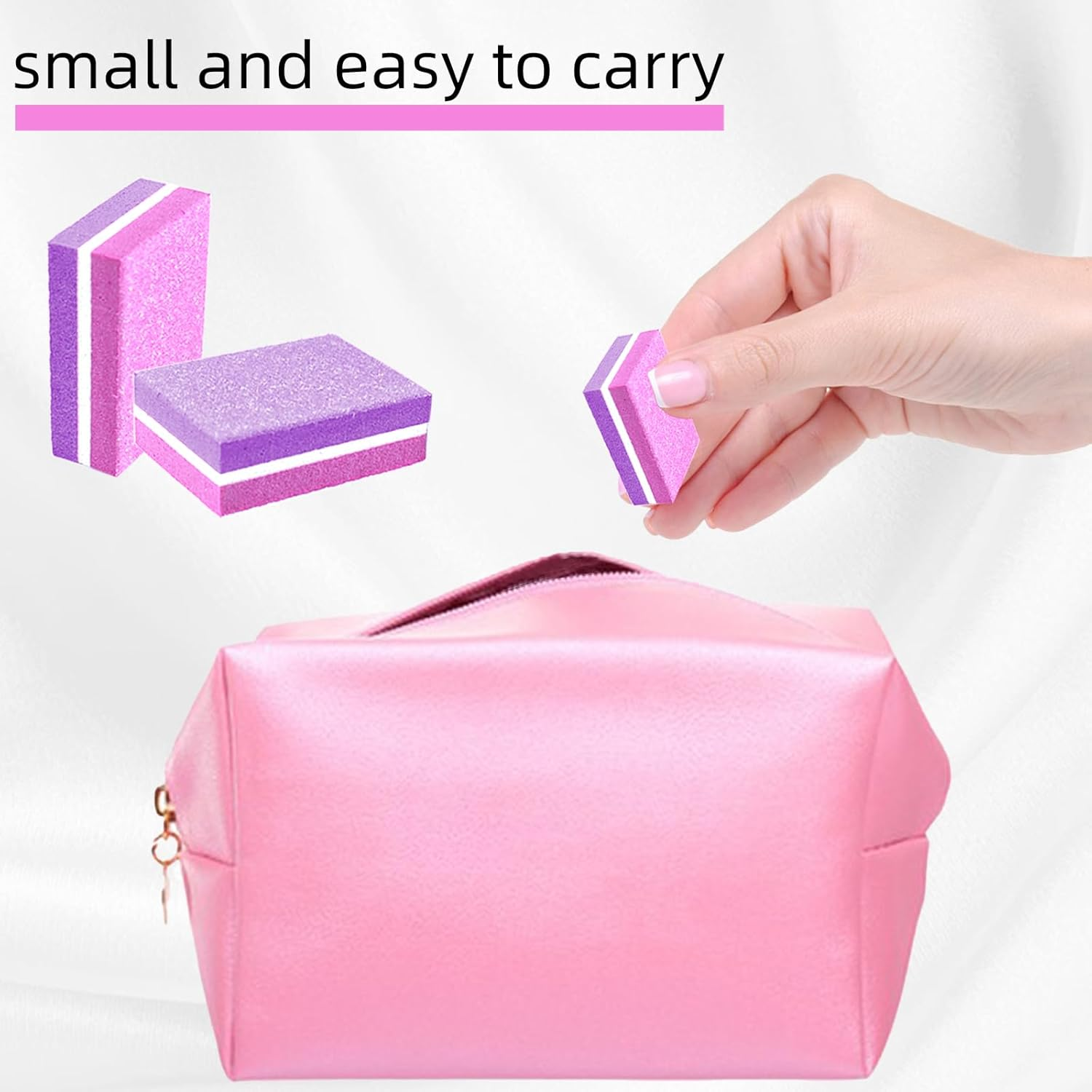 50 Pcs Sponge Nail Buffers,100/180 Grit Mini Nail Files,Mini Buffer Block Nail File for Acrylic & Natural Nails,Double-Sided Buffing Blocks for Manicure & Pedicure,Salon & Home Use(Pink-Purple) image number 6