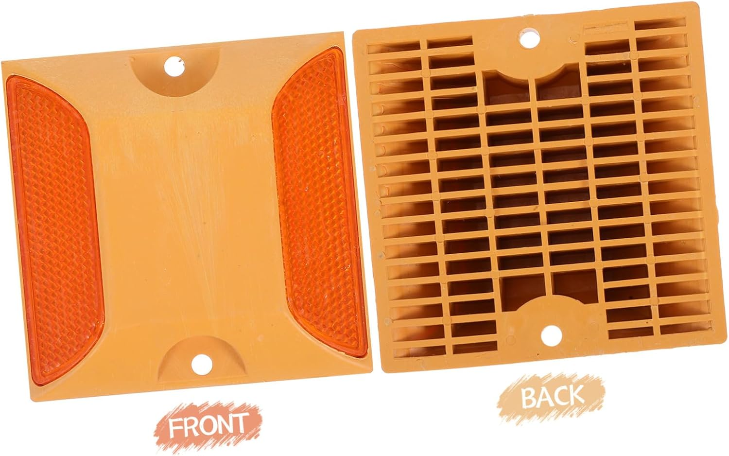 Cabilock 4Pcs Reflective Pavement Markers Yellow Dual-Sided Plastic Road Studs Traffic Reflectors for Driveways Highways and Sidewalks - Multi 1 image number 4