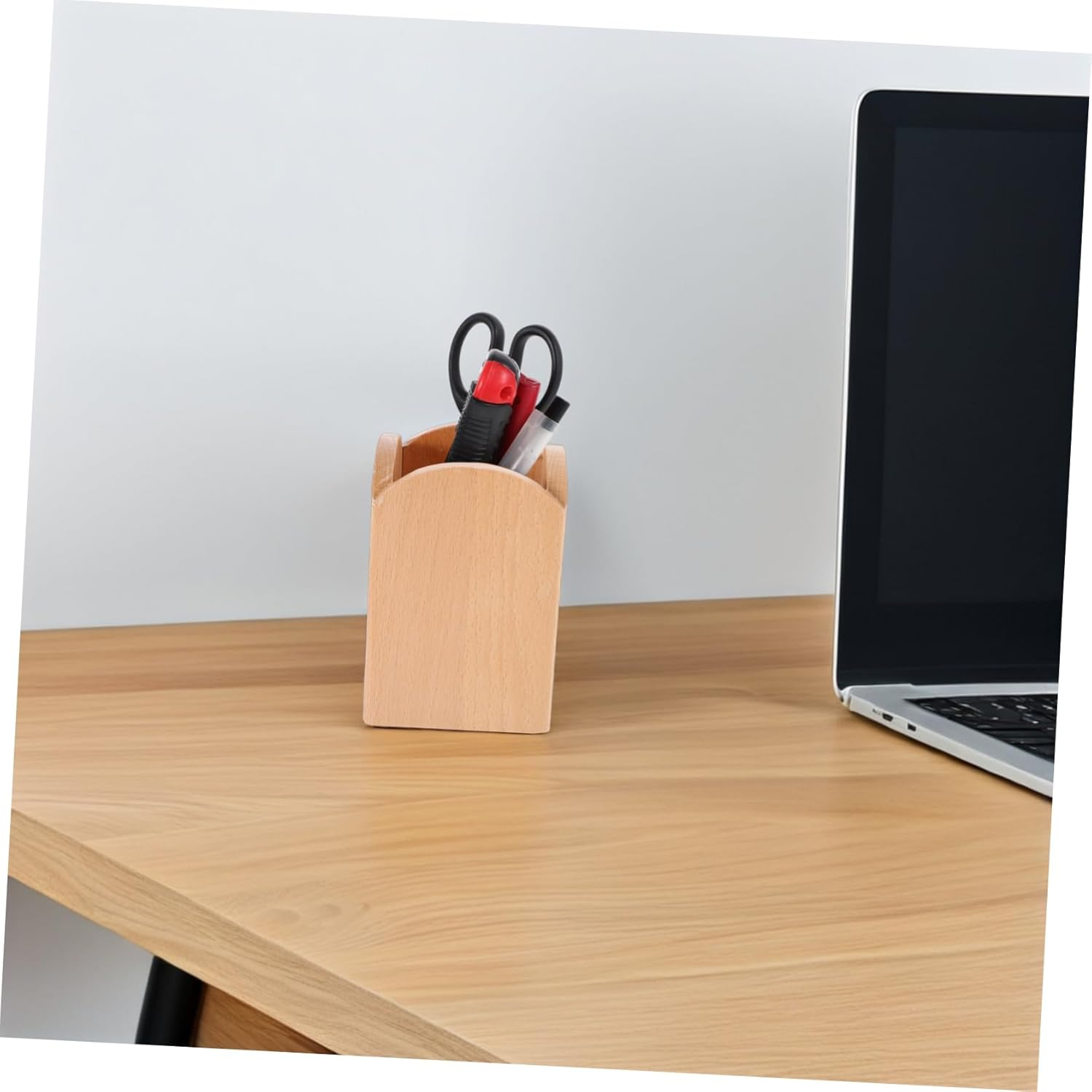 Creative Square Pen Holder Sturdy Beechwood Desk Organizer for Home Office School Versatile Storage for Pencils Brushes Stationery Supplies Modern Aesthetic Design image number 3