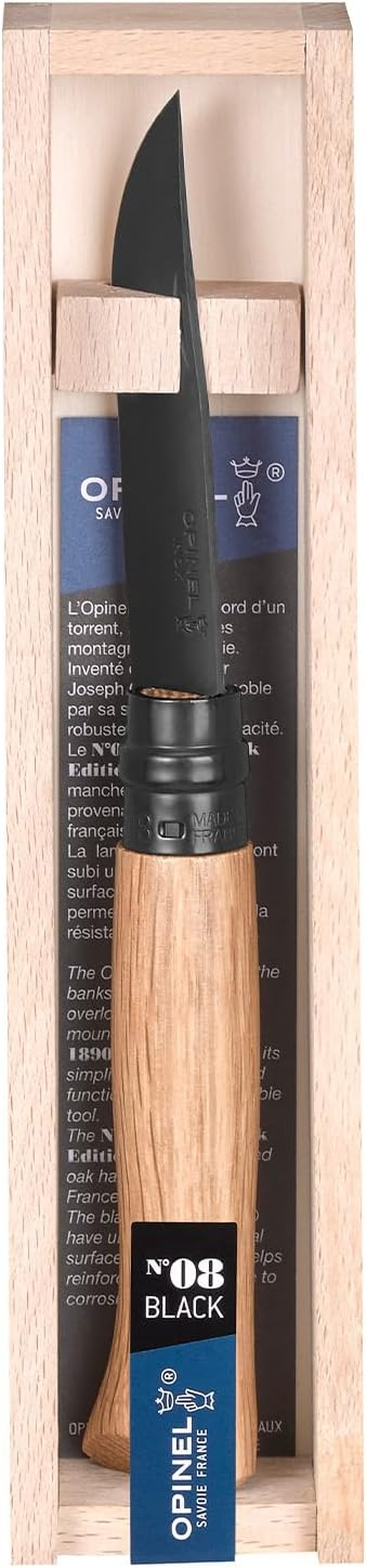 Opinel Traditional No8 Black Oak Edition S/S Black Finish 8.5Cm in Wooden Gift Box image number 6