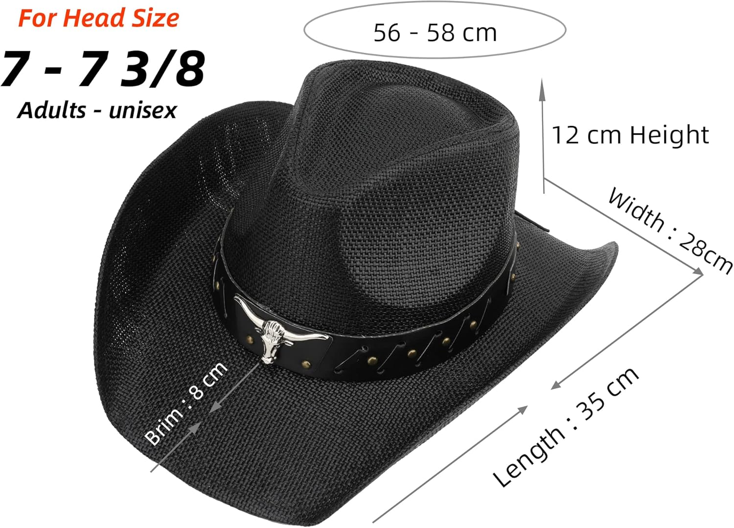 Melesh Adult Sun Straw Western Cowboy Hat Colored image number 3