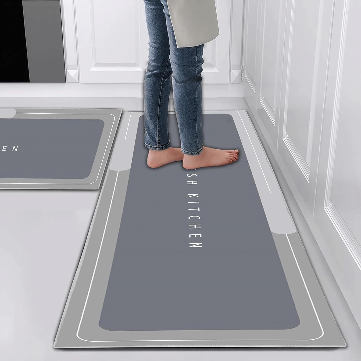 Kitchen Rug Set 2 Piece Non Slip and anti Fatigue Kitchen Mat, Washable Mats and Rugs for Kitchen,Hallway Runner Set, Dining Room, Entryway and Home Decoration Office image number 1