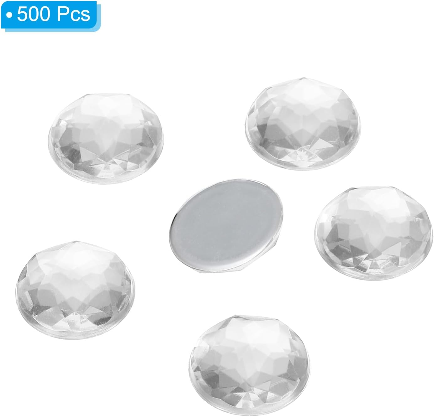 Uxcell 15Mm Flat Back round Acrylic Rhinestones, 500 Pack Plastic Circle Gems for Jewelry Making Costume Embellishments Crafts, White image number 1