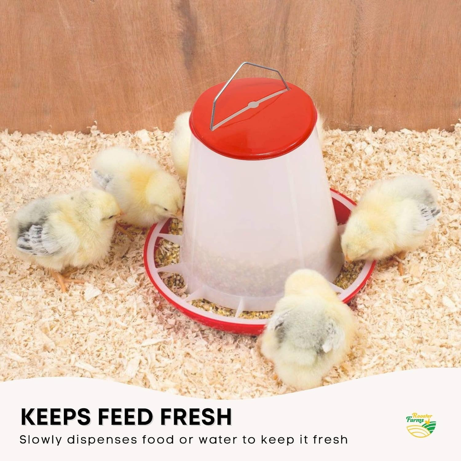 Rooster Farms 9Kg Automatic Chicken Feeder - Poultry Hen Feeding Seed Bucket