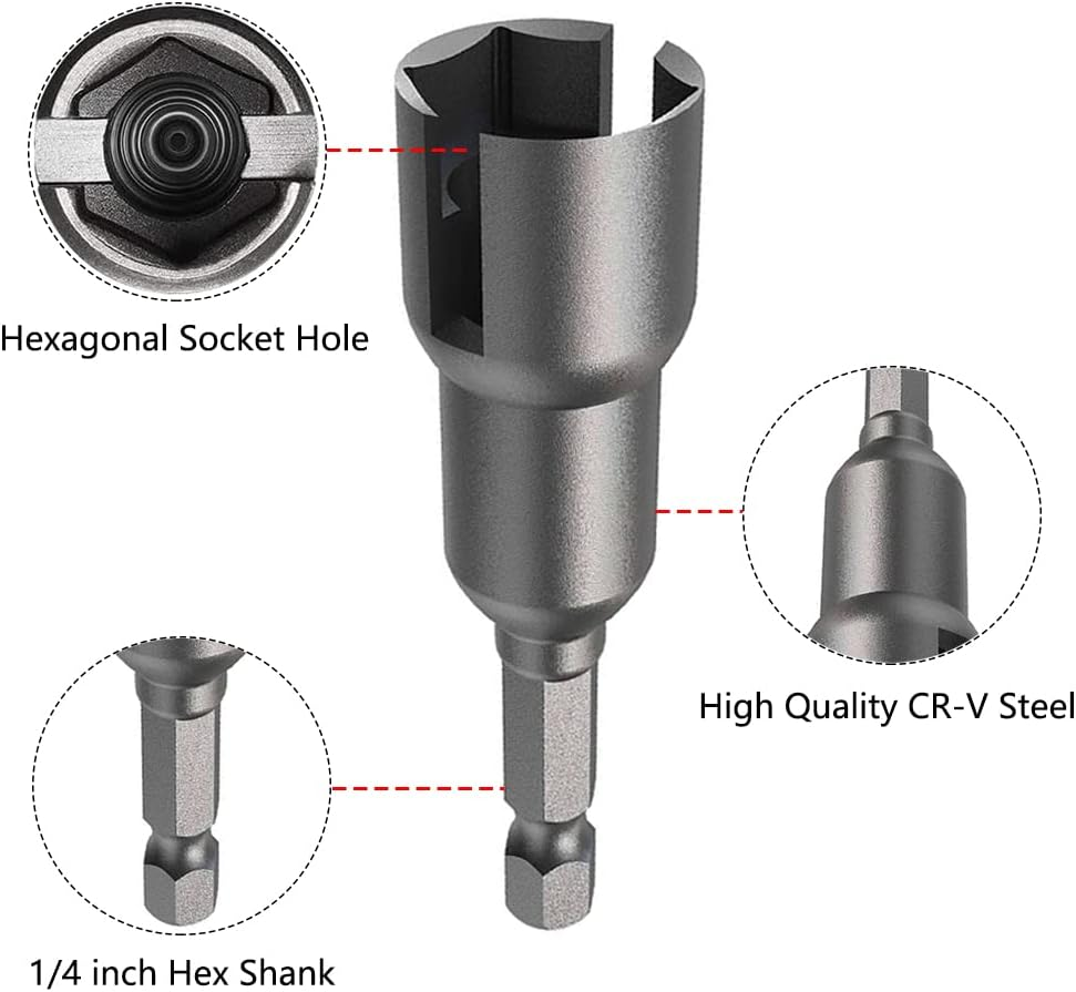 Saipe 5 PCS Power Wing Nut Driver Set with 1/4 Inch Hex Shank Slot Wing Nuts Drill Bit Socket Wrenches Tools Set for Panel Nuts Screws Eye C-Hook Bolt, Q-Hanger (10/12/14/16/18Mm) image number 1