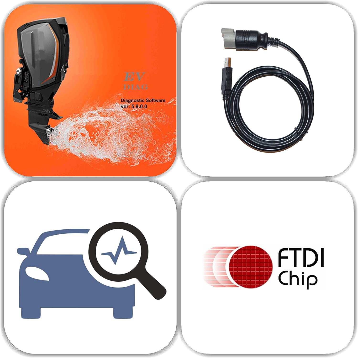 USB Diagnostic Tool Scanner KIT for EVINRUDE Outboard Engine E-Tec/Fitch image number 2