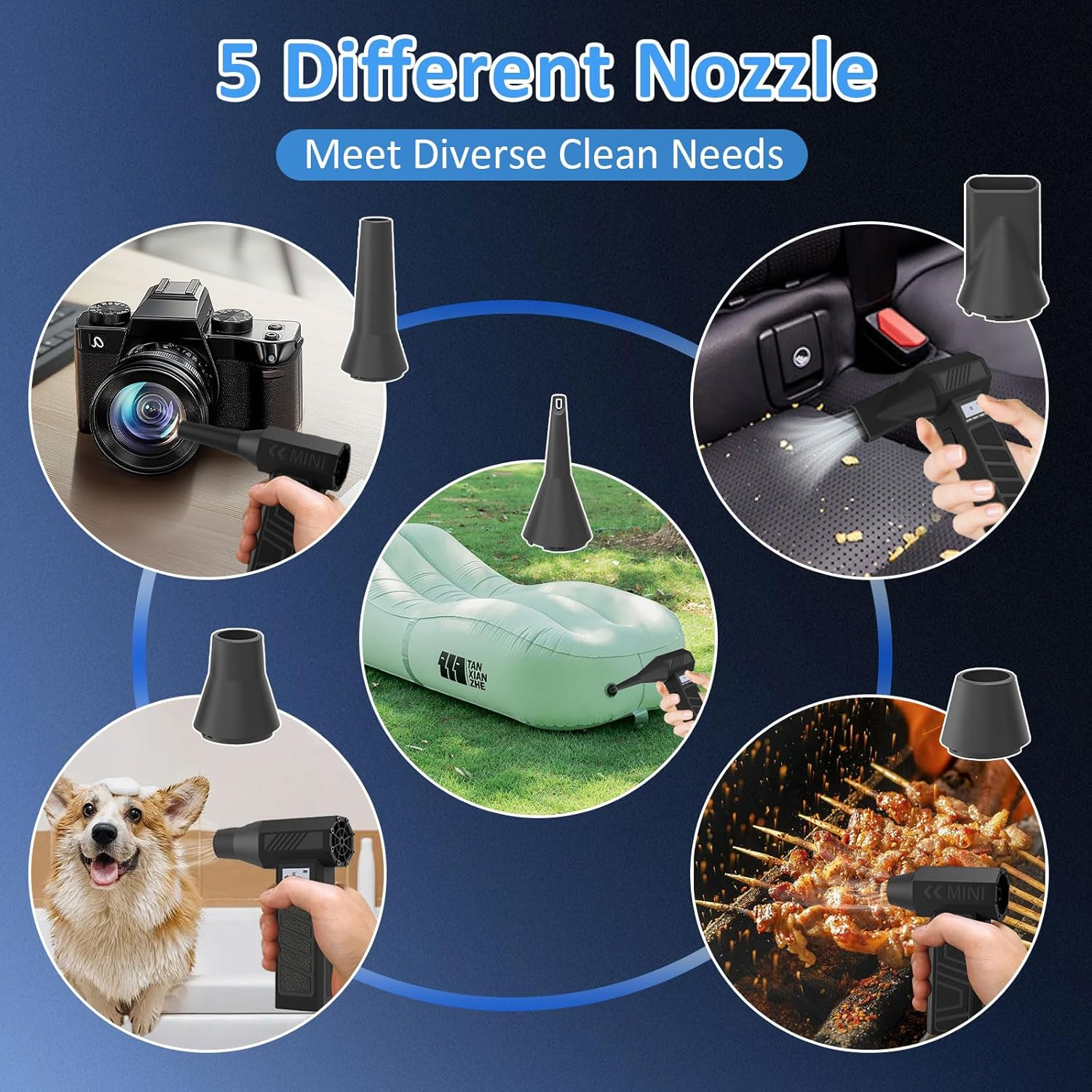 YLSD Electric Air Duster, 130000RPM Mini Turbo Jet Blower with Display Screen & LED Light, 4 Gear Adjustable Compressed Air Blower, Powerful Dusters for PC, Car, Home & Outdoor Cleaning image number 2