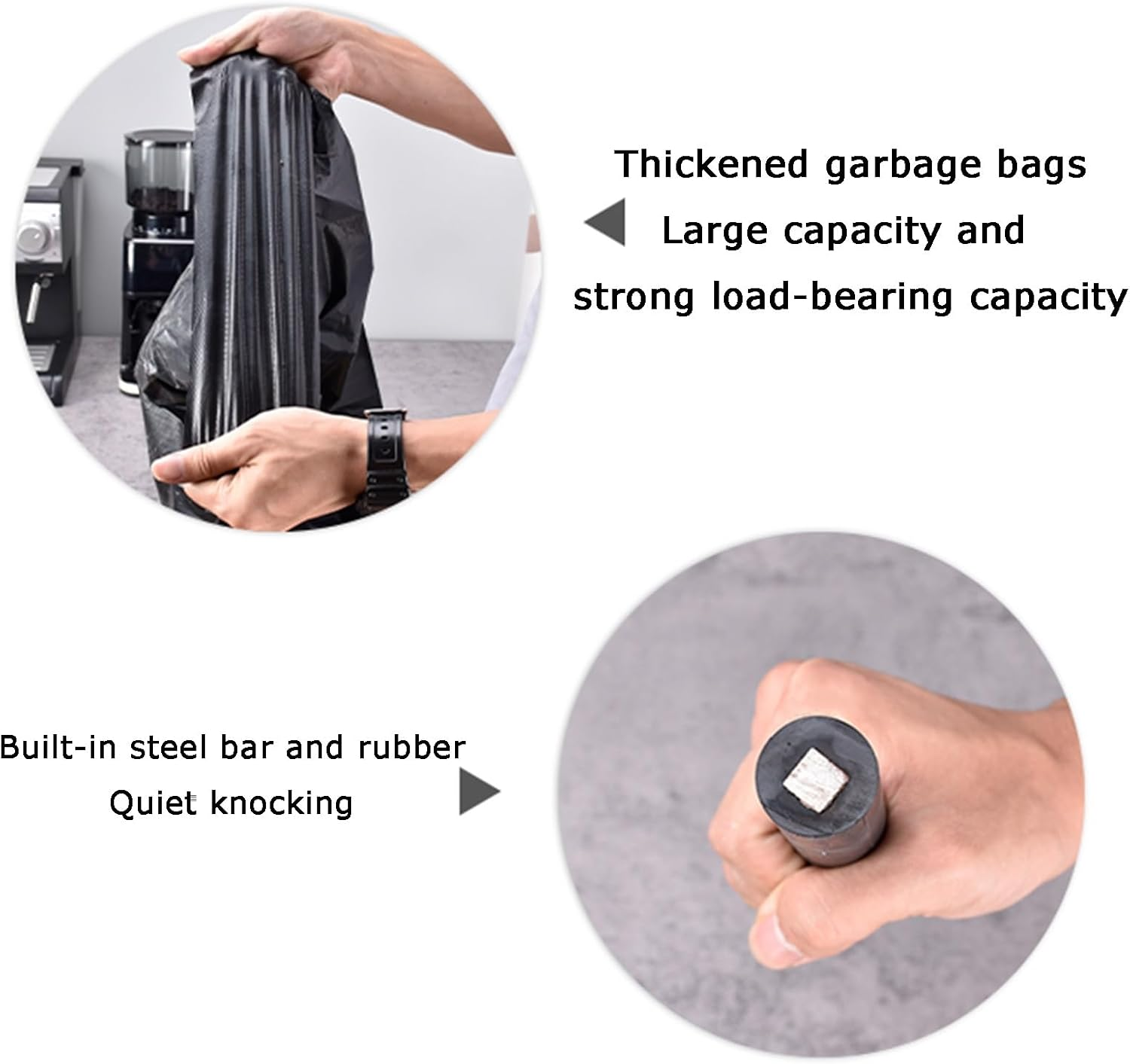 Coffee Grounds Knock Box, 17L Espresso Grind Dump Collection Bin with Garbage Bags and Towel, for Teahouse Household(White) image number 4