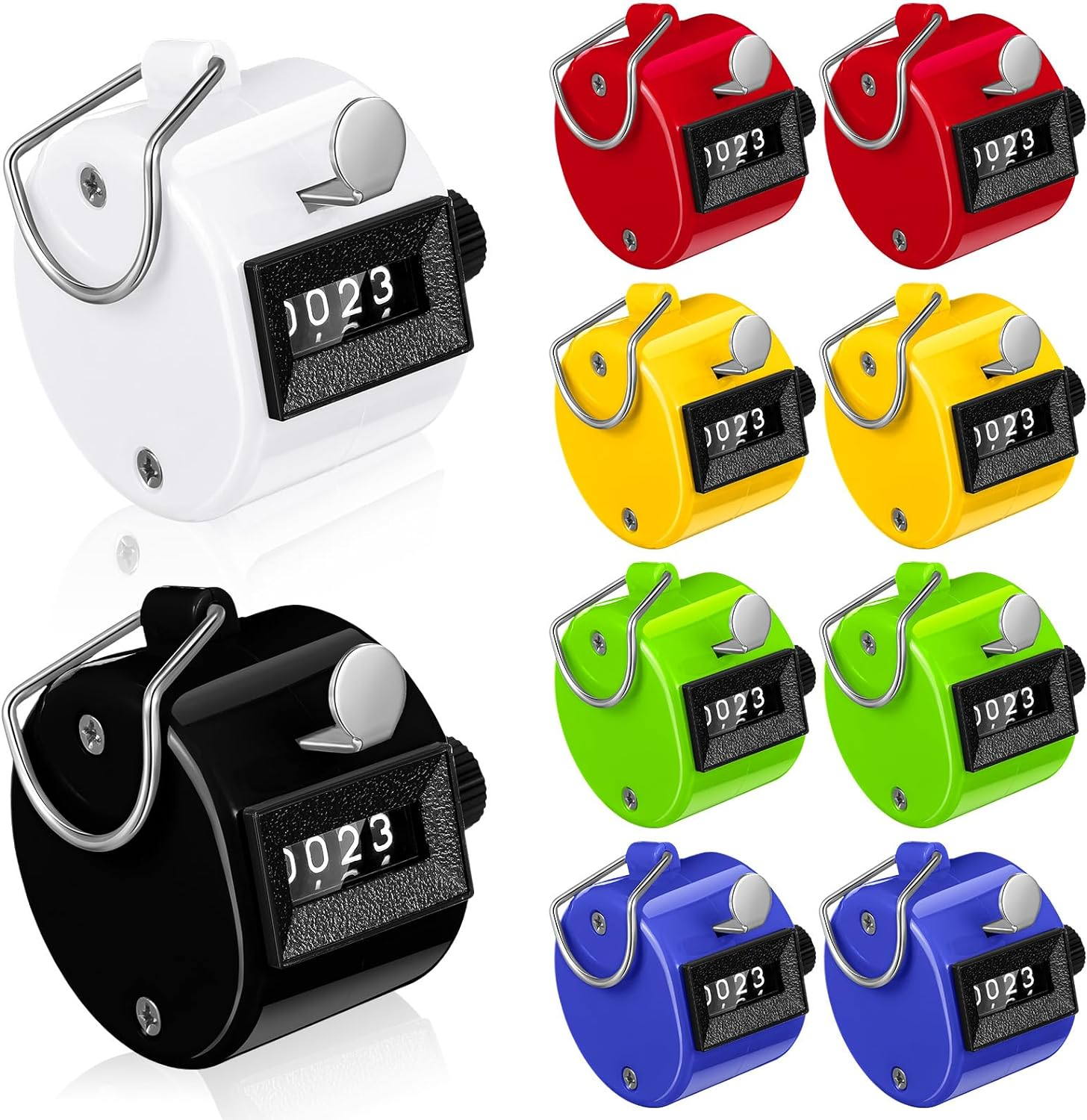 12 Pcs Handheld Tally Counter, 4 Digit Number Count Clicker Counter, Metal Pitch Counter Hand Mechanical Counters Clickers for Coaching, Knitting, People, Golf and Row