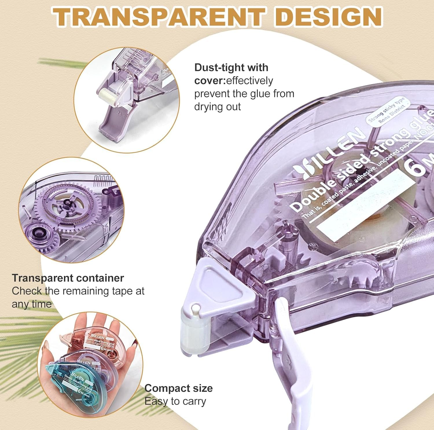 Double Sided Tape Roller, Scrapbooking Supplies, Sticky Tape Glue Roller Dispenser for Scrapbook, Journaling DIY Crafts, Perfect for Gift Wrapping Photo Albums - 6 Pack image number 6