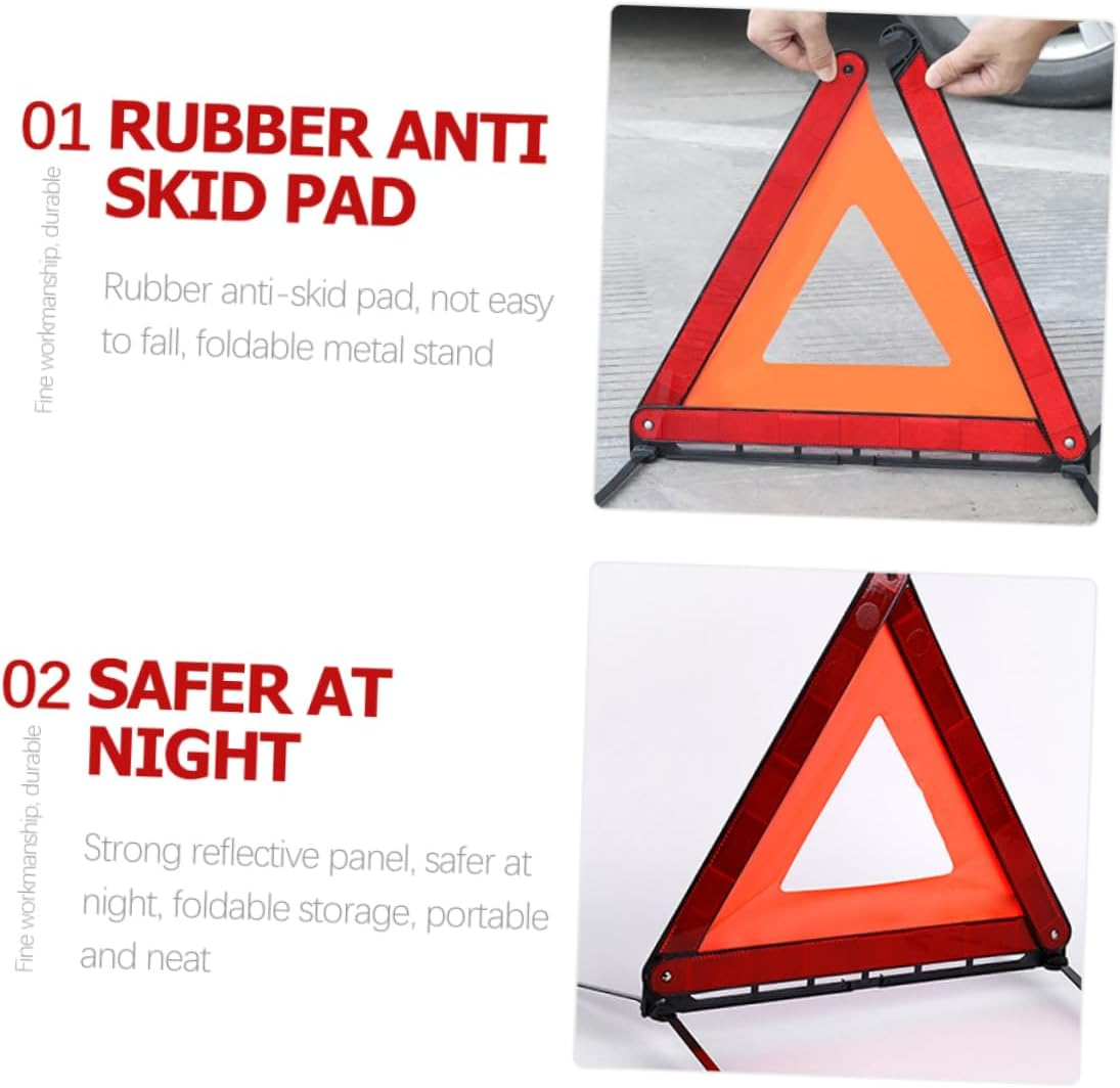 Warning Sign Tripod Reflective Triangle Sign for Automotive Roadside Emergency Breakdown Board