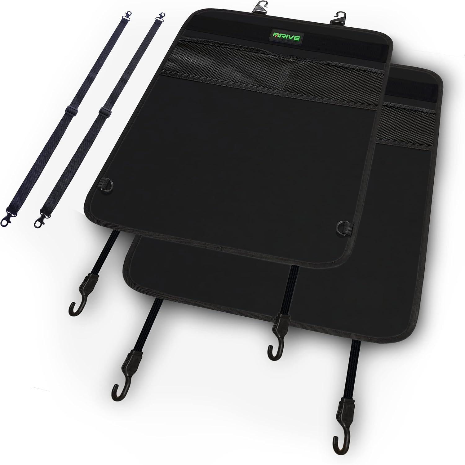 Drive Auto Products Heavy Duty Kick Mats, Black (2 Pack) - Best Car Seat Back Protector, Reversible Backseat Child Kick Guard Protects Automotive Leather Fabric from Dirt - Industrial Strength Mat