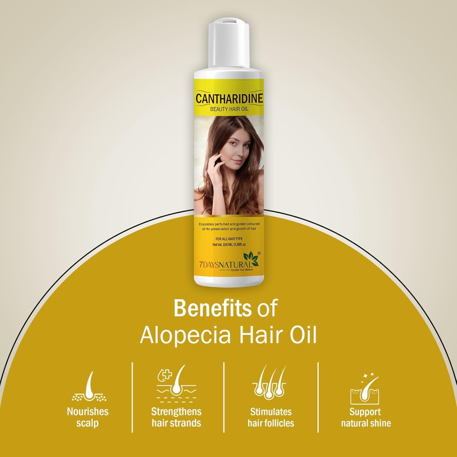 7 DAYS Cantharidine Hair Oil | Hair Fall Control & Hair Growth with Sesame Oil & Brahmi | Hair Oil for Men & Women(100 Ml)