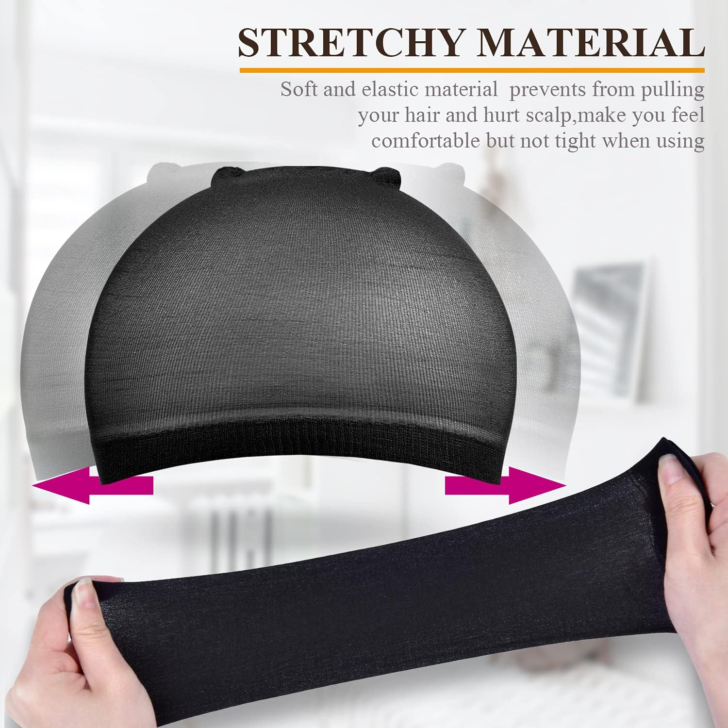MORGLES 20Pcs Stretchy Nylon Wig Caps Stocking Caps for Wigs Wig Caps for Women Man-Black - Brown image number 2