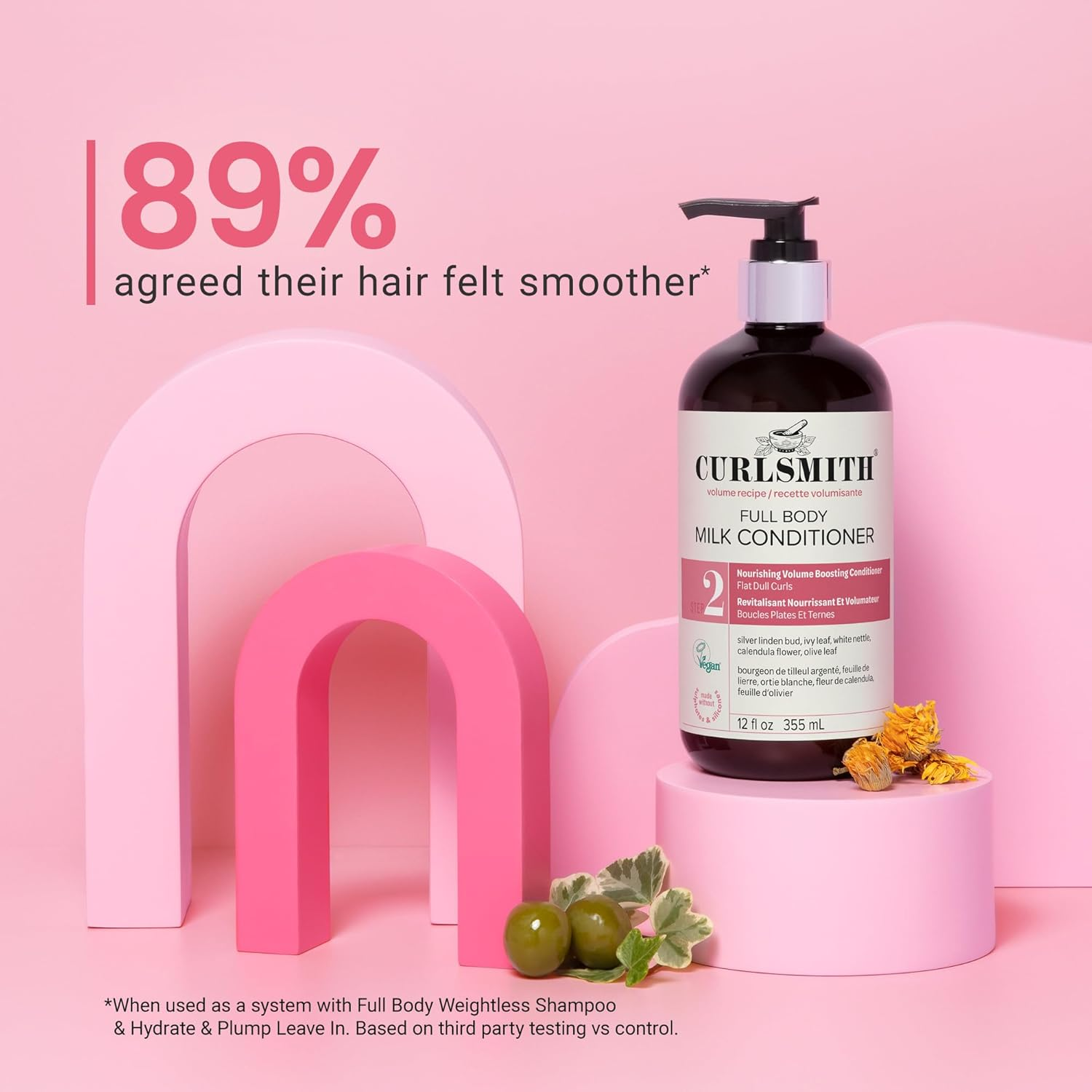 CURLSMITH - Full Body Milk Hair Conditioner, Volumizing and Hydrating for Wavy, Curly or Coily Hair, Vegan (355Ml/12Fl Oz) image number 4