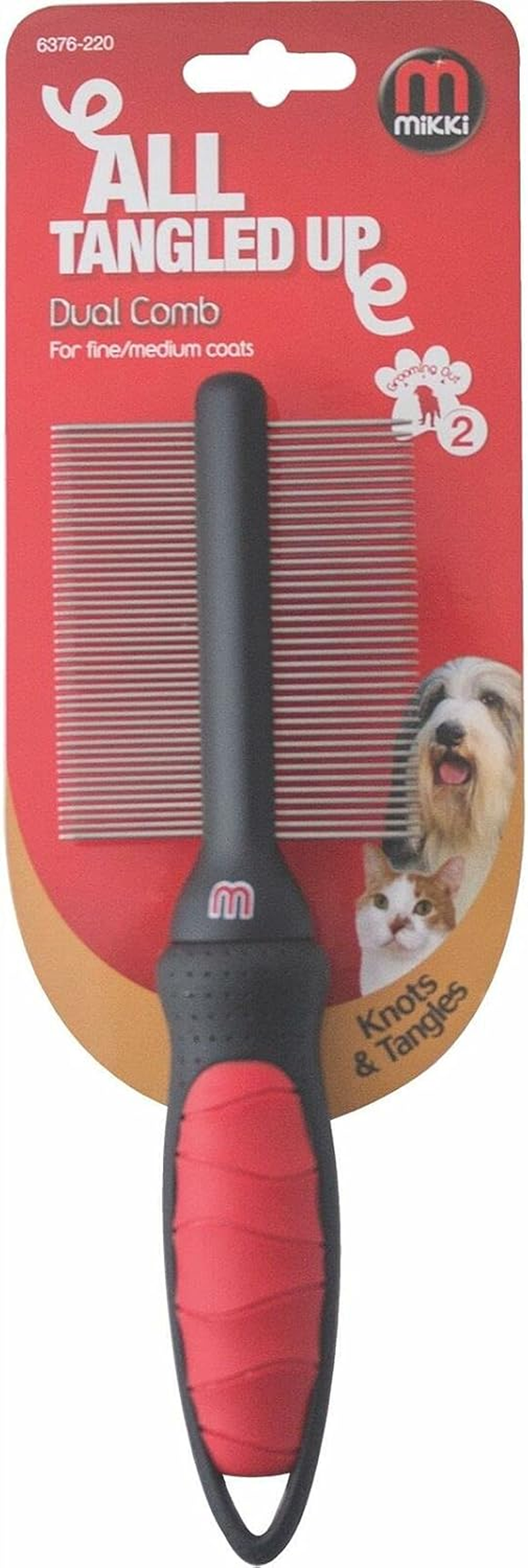 Mikki Dog, Cat Dual Comb -Double Sided Shedding Brush Removes Knots, Tangles -For Fine and Medium Coat image number 1