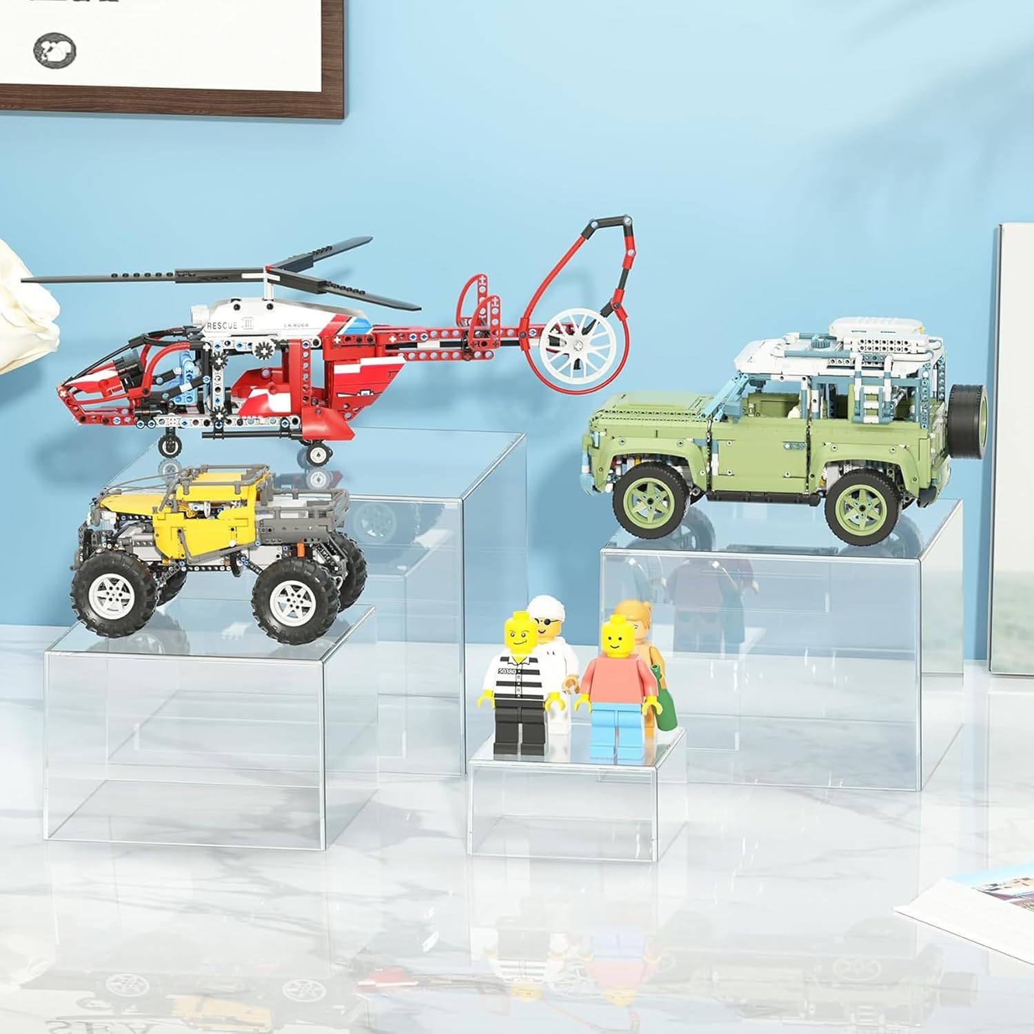 6Pcs Acrylic Boxes for Display Buffet Food Risers and Stands, Display Table Stand Shelf with Hollow Bottoms for Party Catering Dessert Jewelry Collectibles, Clear image number 2