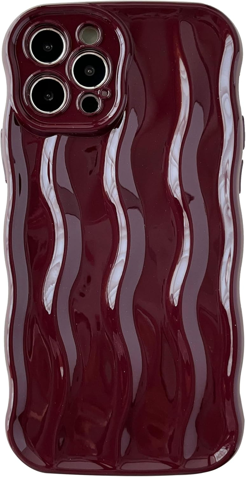 Caseative for Iphone 15 Case,Water Ripple Pattern Curly Wave Frame Soft Compatible with Iphone Case (Silver,Iphone 15) image number 2