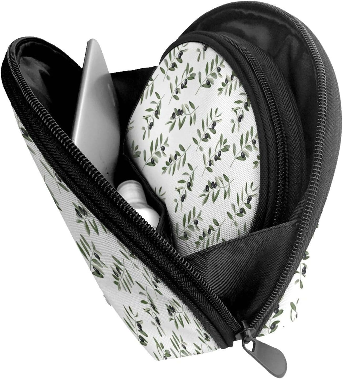 Cozimangoe Coin Pouch Makeup Bags Set, 2 Piece Shell Shape Cosmetic Bag with Pockets for Daily Travel Handbag Lipstick Keys Toiletry, Personalized Olive Branch Watercolor Style Nature