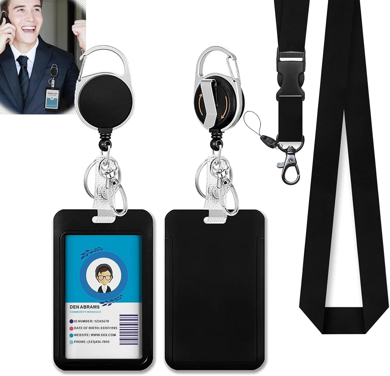 Checkzed Sea Turtle Lanyards for Office ID Badges, Creative Badge Reel Retractable and Detachable Name Tag Clip, Retractable 24" UHMWPE Fiber Pull Cords, Suitable for Staff and Students (Green)