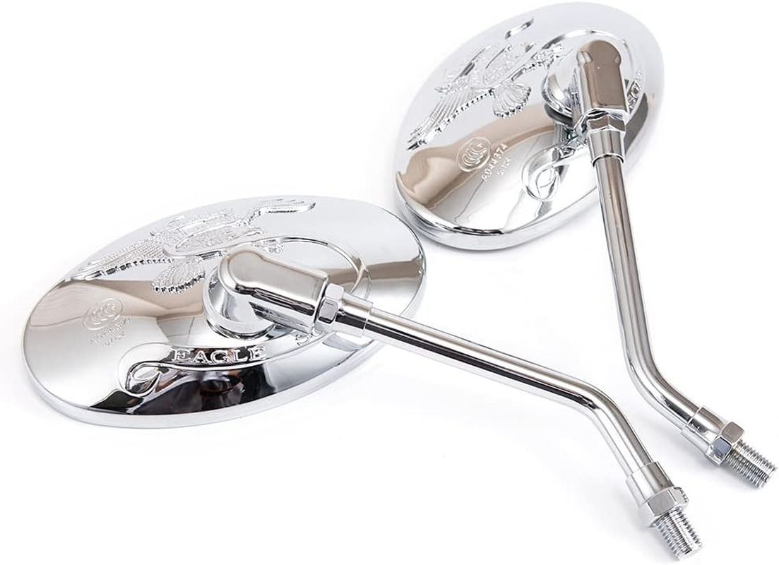 APEBAZY Universal Motorcycle Mirror Oval Chrome Rear View Mirror 10 Mm Motorcycle Side Mirror for Xt 600 Virago 125 535 1100 Vmax 1200 image number 2