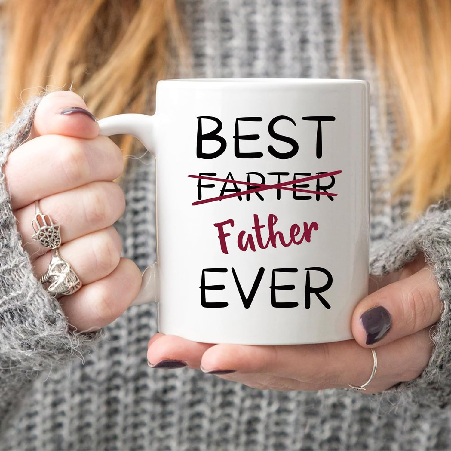 5Aup Fathers Day Funny Dad Coffee Mug Gifts from Daughter Son, Best Father Ever Cups 11 Oz, Christmas and Holiday Ideal for Father image number 1