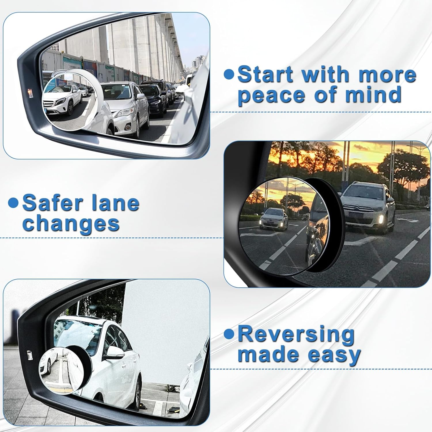 Blind Spot Mirror, 2" round Frameless Convex Rear View Mirror, 360 Degree Rotatable Car Blind Spot Mirror for Cars SUV Trucks, Pack of 2 image number 2