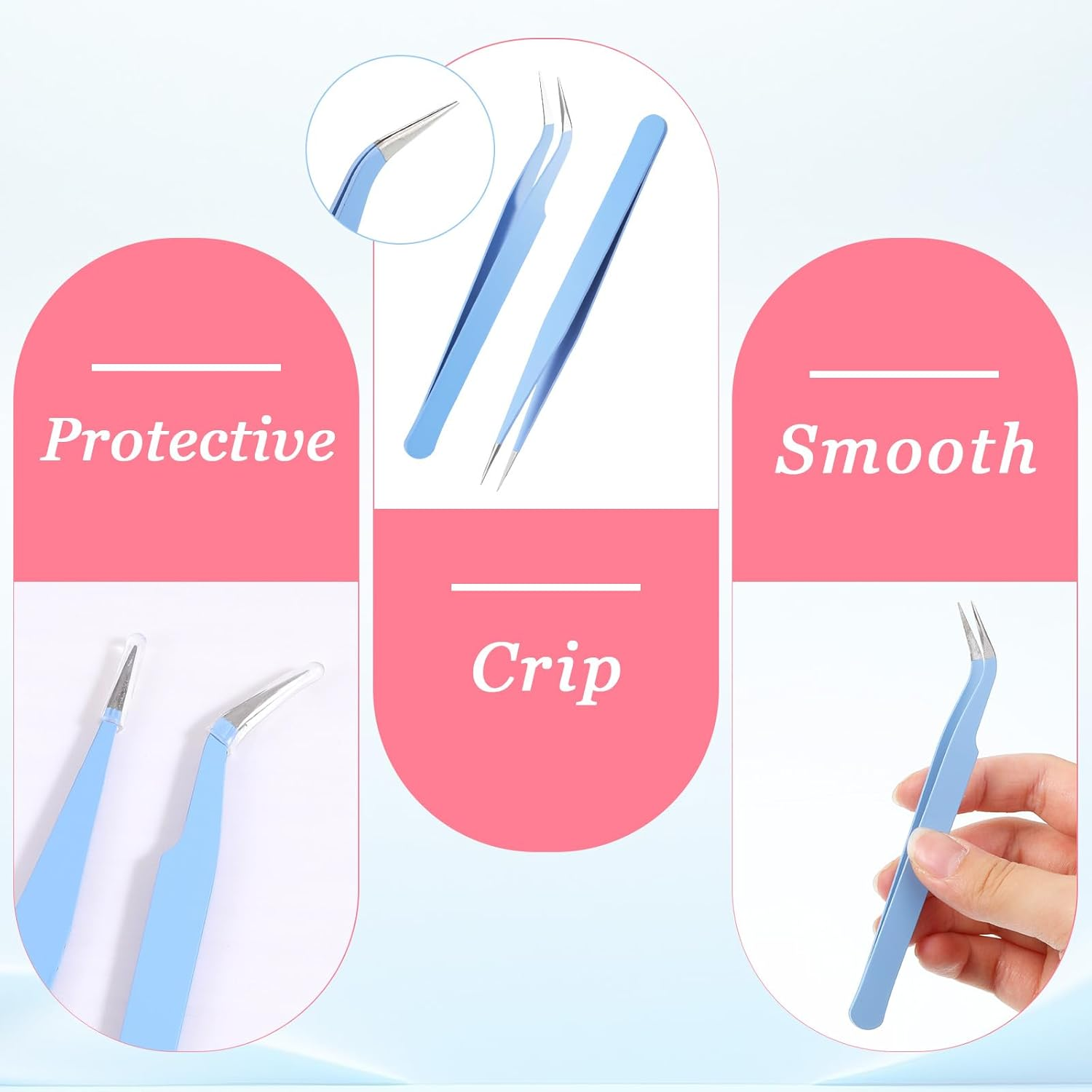 2 Pcs Sticker Tweezers, Craft Tweezers Scrapbooking Tools Precision Tweezer Blue Cute Crafting Tweezer for Stickers Lashes Electronics Scrapbooking (Blue) image number 6