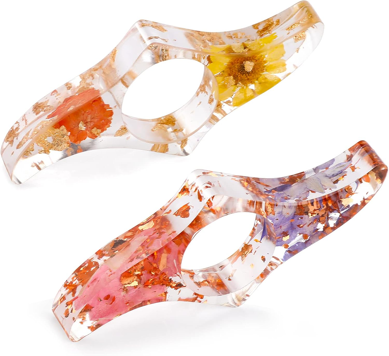 Prasacco 2 Pieces Book Page Holder, Dried Flower Book Holders for Reading Thumb Ring Page Holder Flower Bookmark Reading Accessories for Readers Books Lovers Bookworm Bookmarks (3 PCS Style 2)