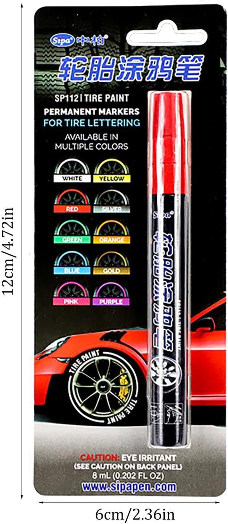Tire Paint, Colorful Tire Tire Paint, Tire Paint, Auto Tire Waterproof Paint Marker, Smooth Ink Touch-Up for Tires, Glass Cans, Stones, Canvas Shoes, and Courtyard image number 5