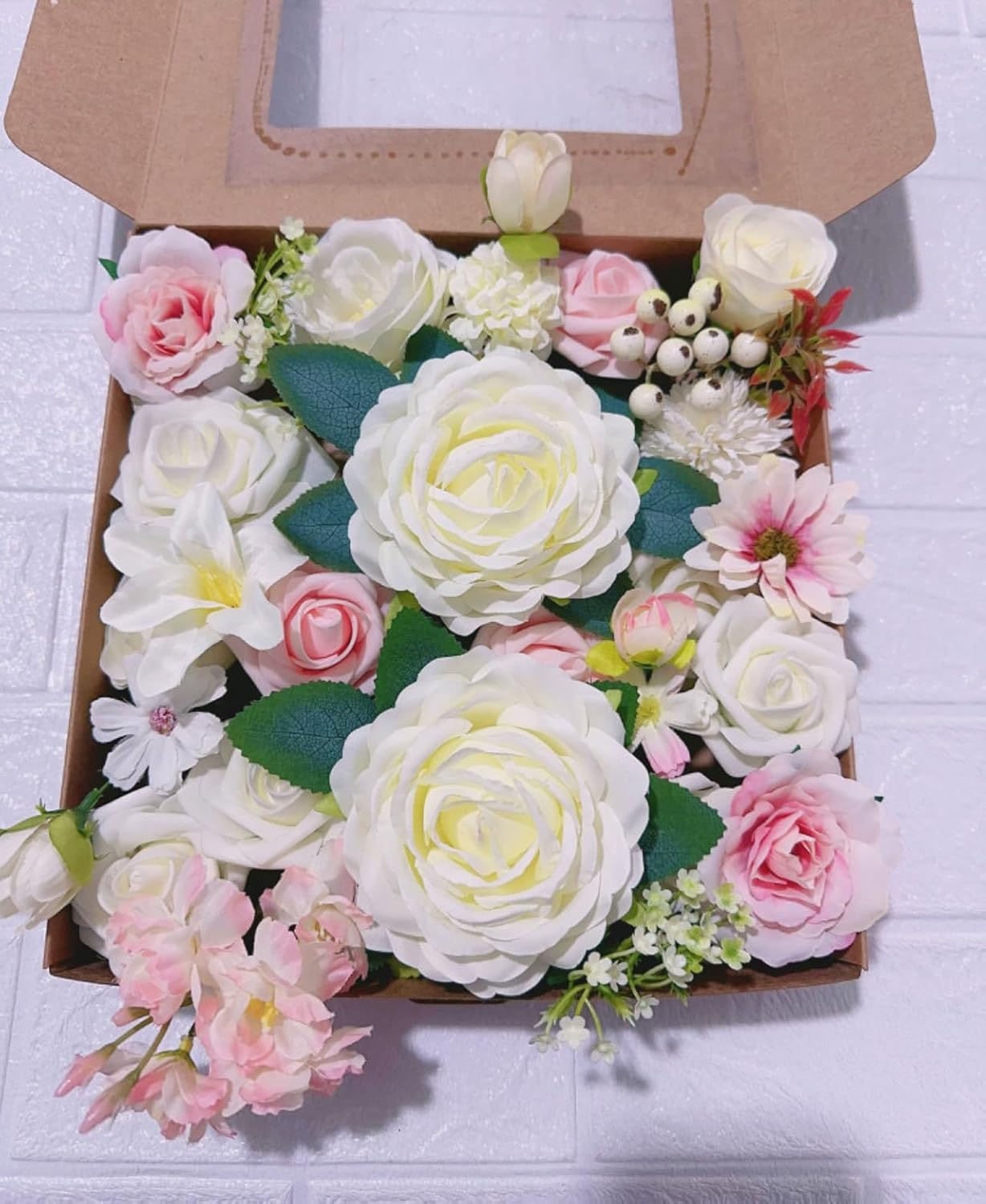 Dnvkict Artificial Flowers Combo Box Set Fake Flowers Bulk, Mix Faux Flowers with Stem for Wedding Bouquets Centerpieces Table Decorations DIY Floral Party Home Decor (Yellow)