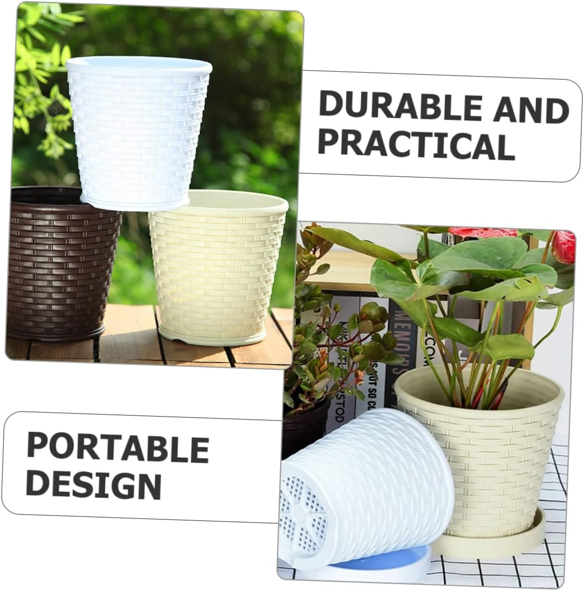 3Sets Resin Flower Pots for Garden Decoration Simple Design Resin Plant Pots for Succulents Indoor Outdoor Use image number 6