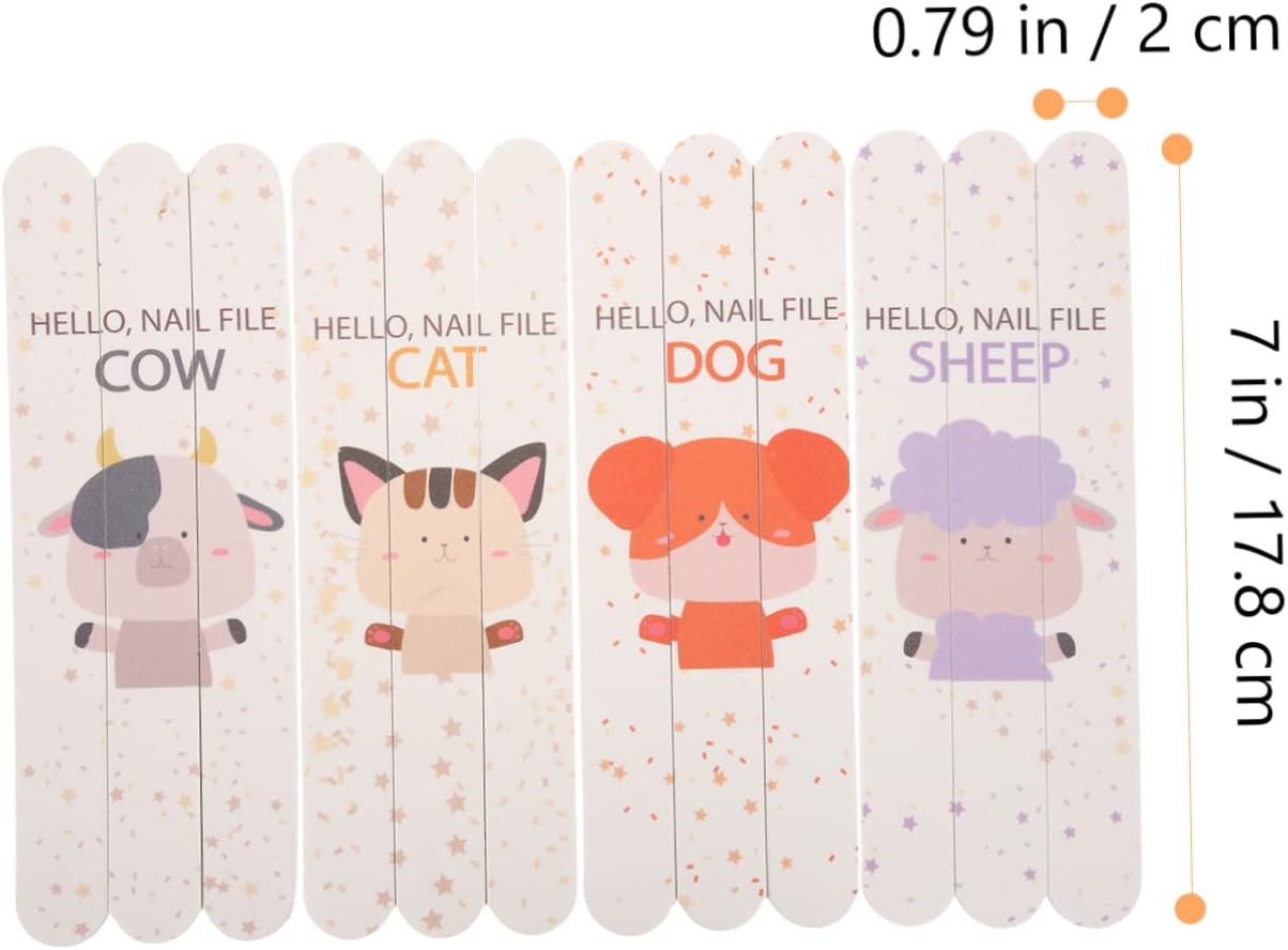 LOORGVEL 12Pcs Animal Nail Files Kit Double Sided Buffer Blocks for Manicure Pedicure image number 3