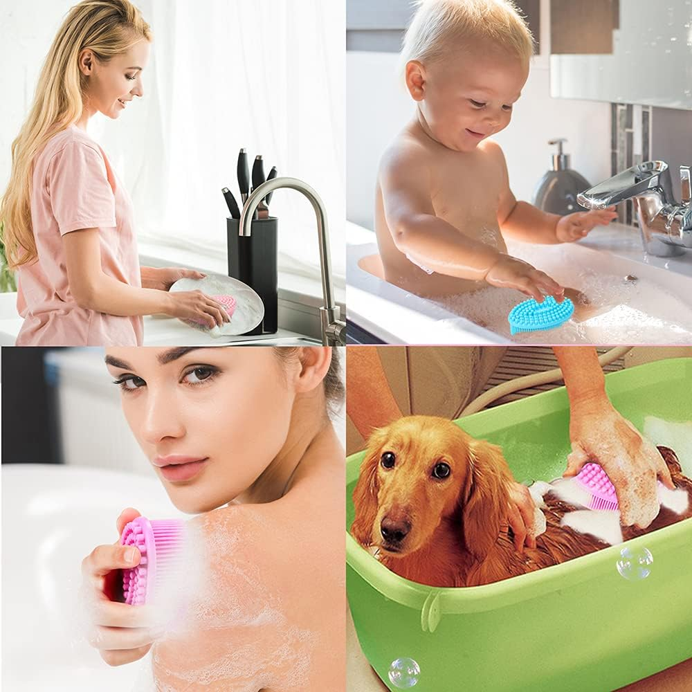 TDHDIKE Silicone Body Scrubber Loofah - Set of 3 Soft Exfoliating Body Bath Shower Scrubber Loofah Brush for Sensitive Kids Women Men All Kinds of Skin image number 2